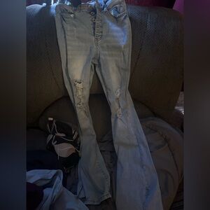 Women’s Light Blue Distressed Boot Cut Jeans